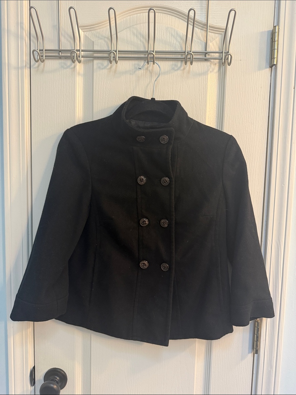 Banana Republic Black Double-Breasted Peacoat